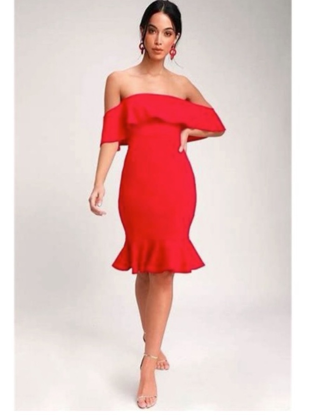 Lulu's NWT Red Ruffle-Hem Bodycon Dress